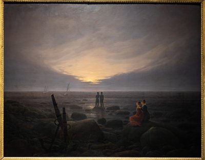 海に昇る月（キャンバスに油彩） 作： Caspar David Friedrich