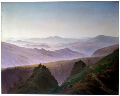 1823年以前の山の朝。 作： Caspar David Friedrich