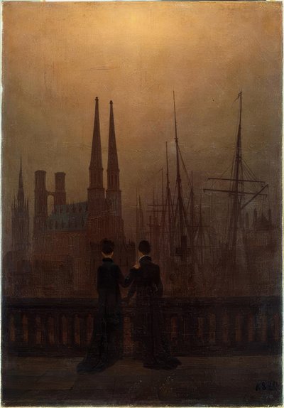夜行港 作： Caspar David Friedrich