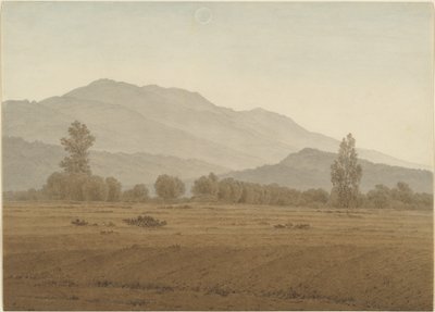 リーゼンベルゲ山脈の上の新月 作： Caspar David Friedrich