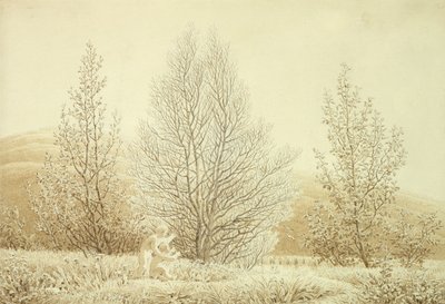 春（紙に鉛筆とセピア） 作： Caspar David Friedrich