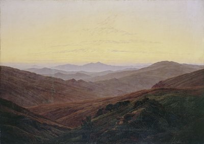 ジャイアント・マウンテンズ-山の日の出前 作： Caspar David Friedrich