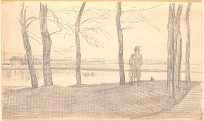 エルベ川を望む風景。左に田園邸宅 作： カスパー・デイビッド・フリードリッヒ