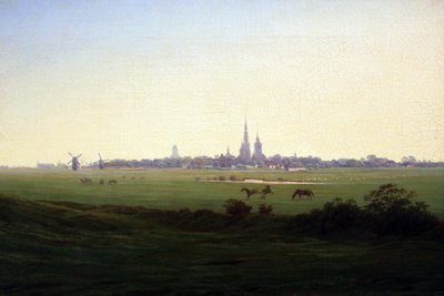 グレイフスヴァルト近くの牧草地 作： Caspar David Friedrich
