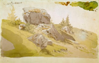 巨人山脈の岩のある草原 作： Caspar David Friedrich