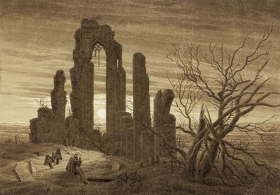 冬-夜-人間の周期の日と時代からの老齢と死、1803 作： Caspar David Friedrich
