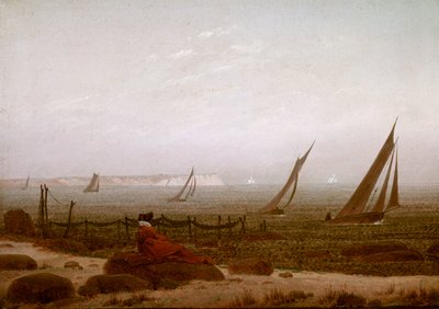 ルゲンの浜辺の女 作： Caspar David Friedrich