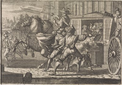 ローマの通りで、セドフェイタの前のニコラウ・モンテイロへの攻撃 作： Caspar Luyken (attributed to)