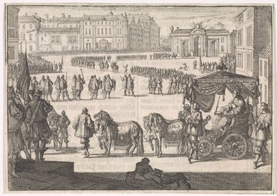 ストックホルムでのスウェーデンの女王、クリスティーナの即位、1650 作： Caspar Luyken (attributed to)