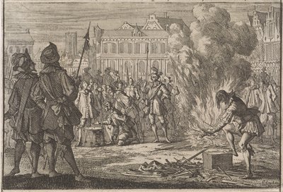 プラハのマーケット広場にある軍事法廷、1642 年 作： Caspar Luyken