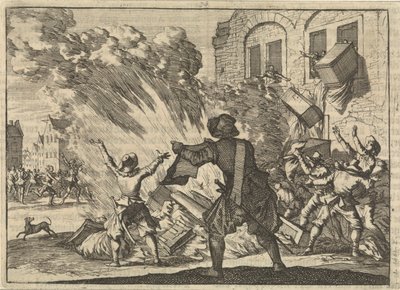 1625年、物品税の引き上げにより、リヨンのトルハウスが略奪される 作： Caspar Luyken