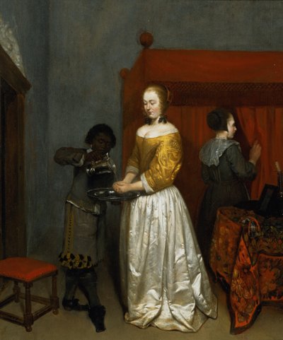 手を洗う婦人、1657年（パネル） 作： Caspar Netscher