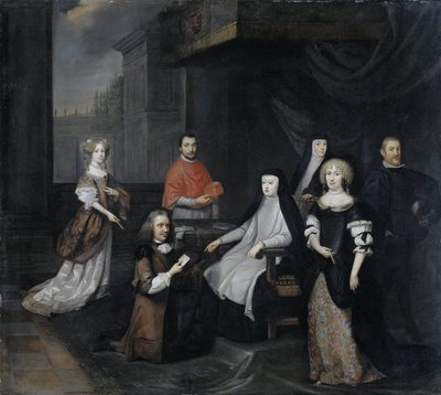 1671 年 3 月 2 日、オーストリアのスペイン女王摂政マリア アンナによるオランダ大使ヒエロニムス ヴァン ベベルニングクの歓迎 作： Caspar Netscher