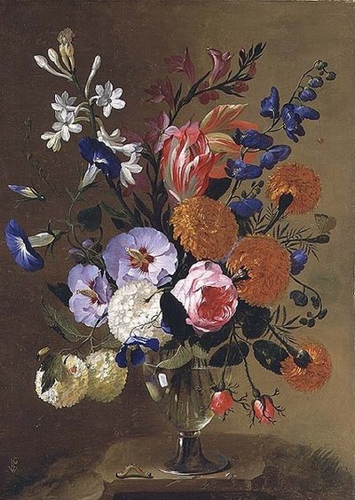花瓶の花の静物、1668 作： Caspar Pieter I Verbrugghen