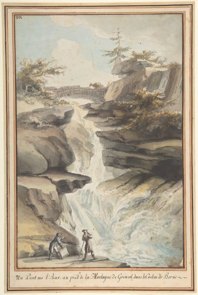 ベルン州のグリムゼルのふもとにあるアールの橋。 1775年。 作： Caspar Wolf
