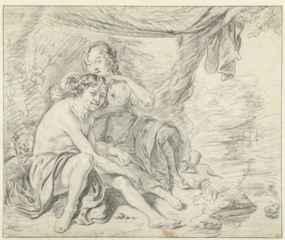 月桂冠で羊飼いに冠をかぶる女羊飼い 作： Casper Casteleyn (attributed to)