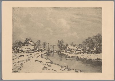 運河と跳ね橋のある雪景色 作： Casper M.L. Kouw