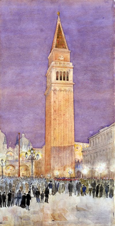 鐘楼、サン マルコ広場、ヴェネツィア、1912 年。 作： Cass Gilbert