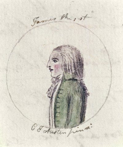 ジェームズI、c.1790（紙にペンとインクとトイレ） 作： Cassandra Austen