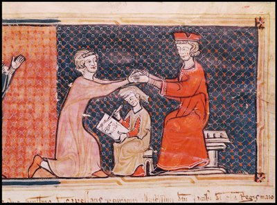 Capbreu de Clayra et de Millas 1292の王立検察官、スクライブと封建領主 作： Catalan School