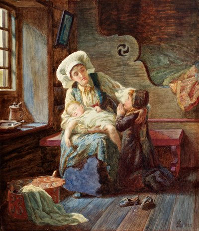 ノルウェーの家の夜、1882 作： Catharine Adelaide Sparkes