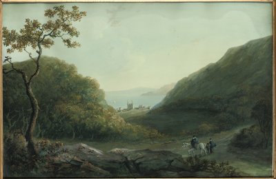 1820年以前の北ウェールズ、グウィネズ、バンゴー近くのペンリン城 作： Catherine Maria Bury