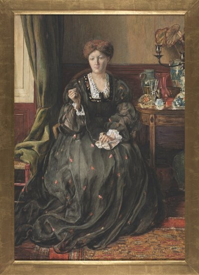 考えること、エマ・マドックス・ブラウンの肖像、1870年頃（紙に水彩とガッシュ） 作： Catherine Nee Madox Brown Hueffer