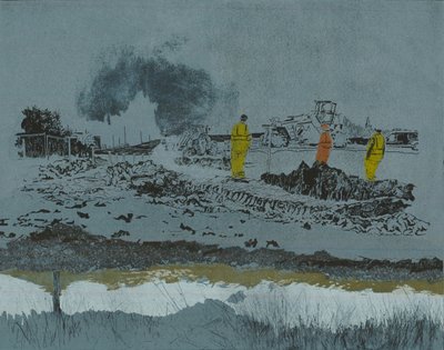 土地の石灰、2014年（リノカット、エッチング） 作： キャサリン・サトクリフ・フラー