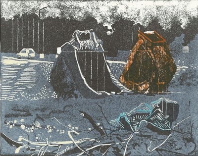 プライム・プロパティ、2014年（リノカット、エッチング） 作： Catherine Sutcliffe-Fuller