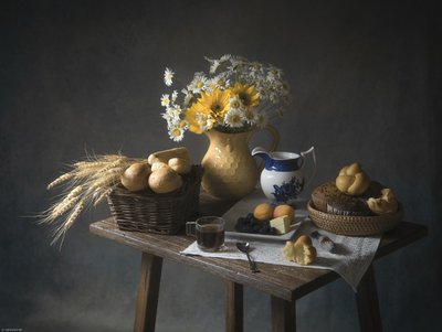 素朴な朝食の静物画 作： Catherine Wang