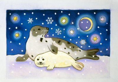 Cosmic Seals、1997年（紙にパステルとガッシュ） 作： Cathy Baxter