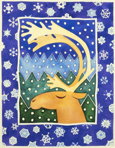 トナカイと雪片 作： Cathy Baxter