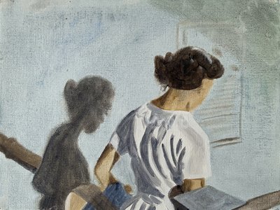 彼女は頑固だった、2023年（油彩・紙） 作： キャシー・ロマックス