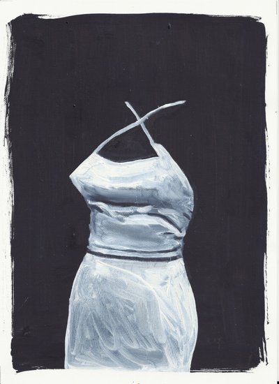 The Girl Upstairs 1, front, 2012 （油彩、アクリル、紙） 作： キャシー・ロマックス