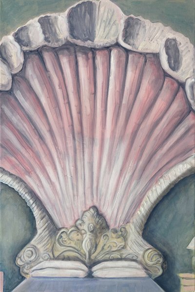 ヴィーナスベッド、2023年（リネンに油彩） 作： Cathy Lomax
