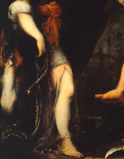 羊飼いの間にいるエルミニア」チェッコ・ブラボー（1607-1661）作、詳細 作： Cecco  Bravo