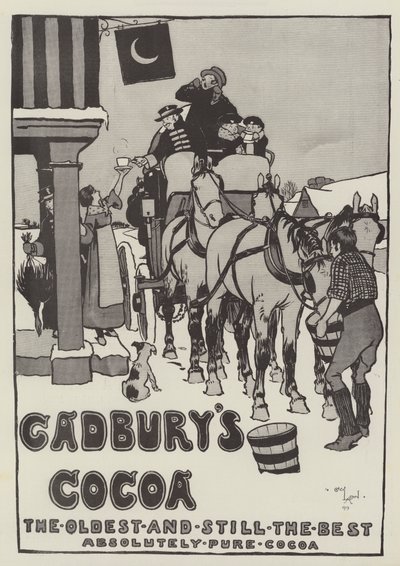 広告「キャドバリーのココア」（彫刻 作： Cecil Charles Windsor Aldin
