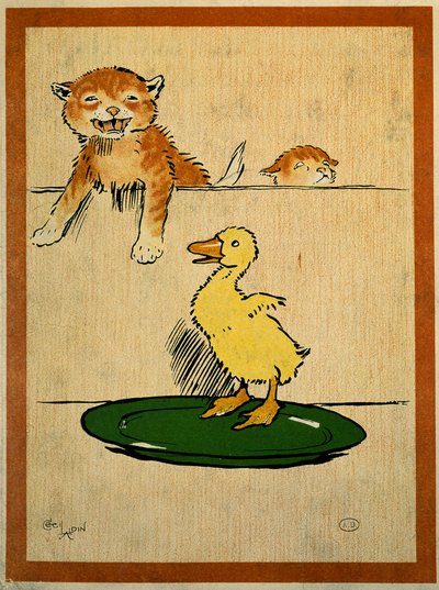 ネコとアヒルセシル・アルディン(1870-1935)によるドローイング。パリ、装飾美術 作： Cecil Charles Windsor Aldin