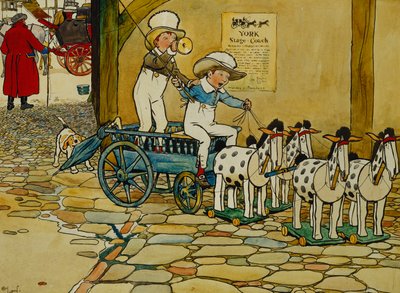 古いブロックをチップします。ヨークステージコーチ、 作： Cecil Charles Windsor Aldin