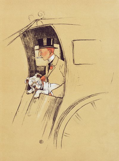 Hansom Cab（紙にチョークとクレヨン） 作： Cecil Charles Windsor Aldin