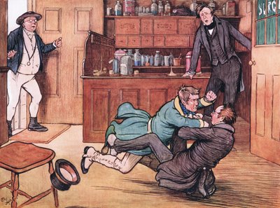 彼はベンジャミン・アレン氏を地面に倒しました 作： Cecil Charles Windsor Aldin