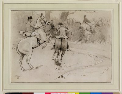 「ホールドバック、サー！」、1904年（木炭、ペン、インク、紙に白） 作： Cecil Charles Windsor Aldin