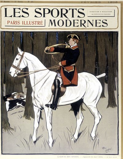 狩猟（犬を励ます馬上の男） 表紙 "Modern Sports" 02/1906 作： Cecil Charles Windsor Aldin