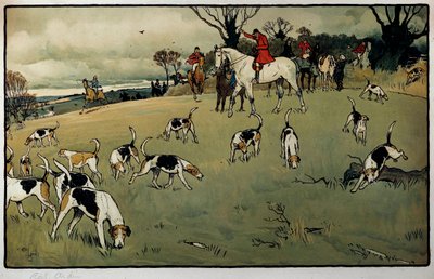 狩猟の情景、トレイル 水彩画 セシル・アルディン（1870-1935） 19世紀 個人蔵 作： Cecil Charles Windsor Aldin