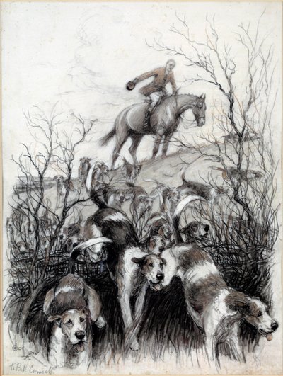 イギリスの狩猟風景。セシル・アルディン(1870-1935)による犬のデッサン 19世紀 個人蔵 作： Cecil Charles Windsor Aldin