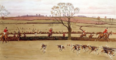 狩猟の場面、乗組員アリクストン 水彩画 セシル・アルディン（1870-1935） 19世紀 個人蔵 作： Cecil Charles Windsor Aldin