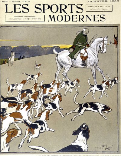 狩猟：群れ。表紙 "Modern sports", 01/1908 作： Cecil Charles Windsor Aldin