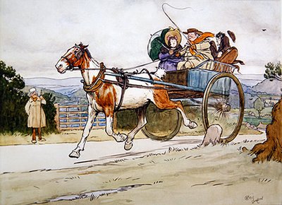 I drove the old Piebald」チャールズ・ディケンズ著『ピックウィック・ペーパーズ』の挿絵 作： Cecil Charles Windsor Aldin