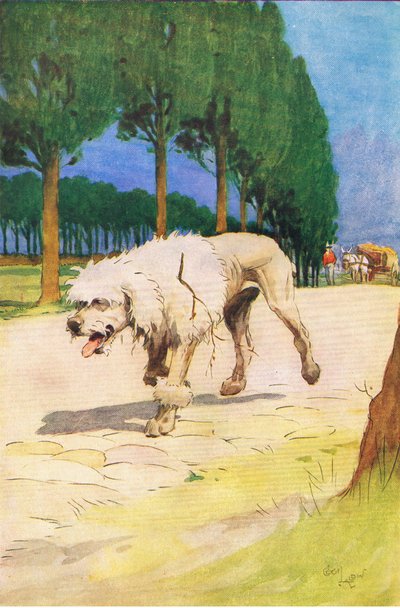 Moufflou（物語「Moufflou」より）Thomas Nelson & Sons Ltd 1940年代に出版された「A Staircase of Stories」のイラスト（カラーリトグラフ）。 作： Cecil Charles Windsor Aldin