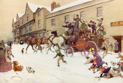 ベルインのクリスマスコーチ、ハーレー、1830 作： Cecil Charles Windsor Aldin